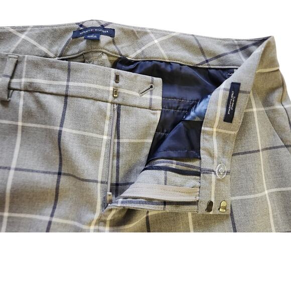 Tommy Hilfiger Gray Windowpane Plaid Slim Ankle Slack Pants Women Size 12 NWOT - Picture 7 of 13